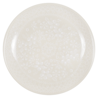A picture of a Polish Pottery 7.25" Dessert Plate (Duet in Lace) | T131S-SB02 as shown at PolishPotteryOutlet.com/products/7-25-dessert-plate-duet-in-white-on-white