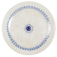 A picture of a Polish Pottery 7.25" Dessert Plate (Duet in White) | T131S-SB06 as shown at PolishPotteryOutlet.com/products/7-25-dessert-plate-duet-in-white