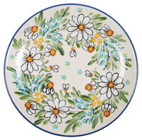 A picture of a Polish Pottery 7.25" Dessert Plate (Daisy Bouquet) | T131S-TAB3 as shown at PolishPotteryOutlet.com/products/7-25-dessert-plate-tab3