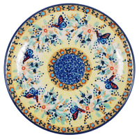 A picture of a Polish Pottery 7.25" Dessert Plate (Butterfly Bliss) | T131S-WK73 as shown at PolishPotteryOutlet.com/products/725-dessert-plate-butterfly-bliss