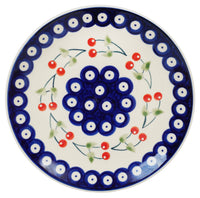 A picture of a Polish Pottery 7.25" Dessert Plate (Cherry Dot) | T131T-70WI as shown at PolishPotteryOutlet.com/products/725-dessert-plate-cherry-dot