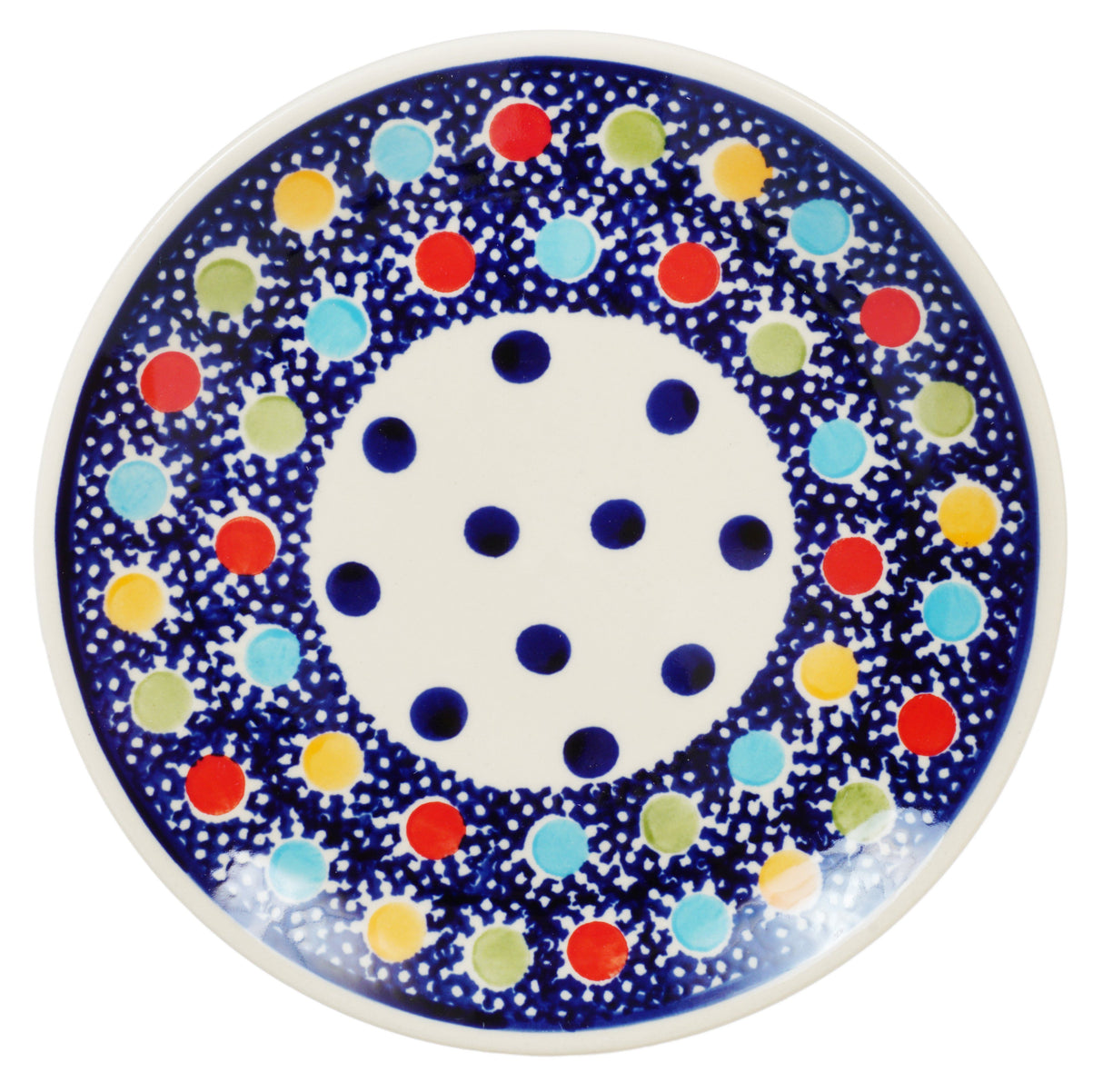 Plate, Round, Dessert, 7.25" in "Neon Dots" by Manufaktura | T131T-AS54