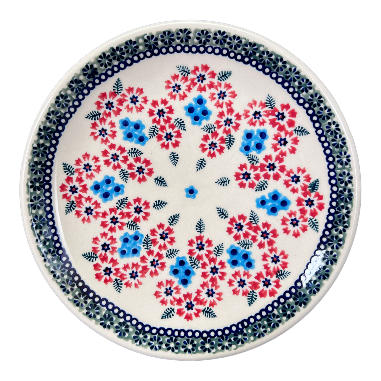 Plate, Round, Dessert, 7.25" in "Floral Symmetry" by Manufaktura | T131T-DH18