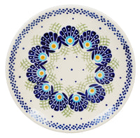 A picture of a Polish Pottery 7.25" Dessert Plate (Peacock's Pride) | T131T-DPPP as shown at PolishPotteryOutlet.com/products/725-dessert-plate-peacocks-pride