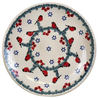 A picture of a Polish Pottery 7.25" Dessert Plate (Red Bird) | T131T-GILE as shown at PolishPotteryOutlet.com/products/7-25-dessert-plate-red-bird