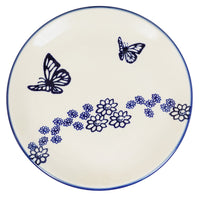 A picture of a Polish Pottery 7.25" Dessert Plate (Butterfly Garden) | T131T-MOT1 as shown at PolishPotteryOutlet.com/products/725-dessert-plate-butterfly-garden