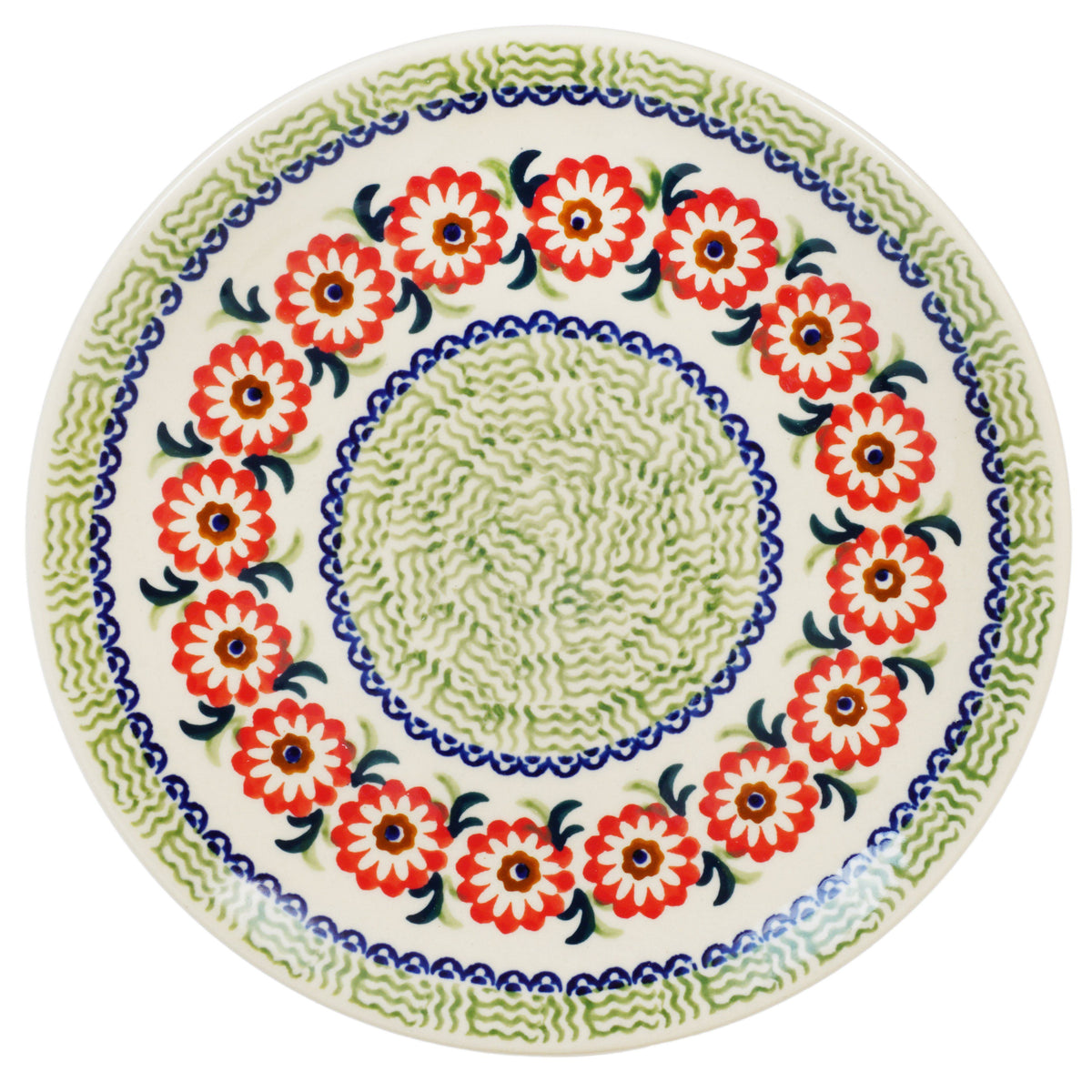 Polish Pottery - 7.25" Dessert Plate - Woven Reds