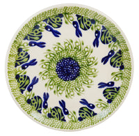 A picture of a Polish Pottery 7.25" Dessert Plate (Bunny Love) | T131T-P324 as shown at PolishPotteryOutlet.com/products/725-dessert-plate-bunny-love