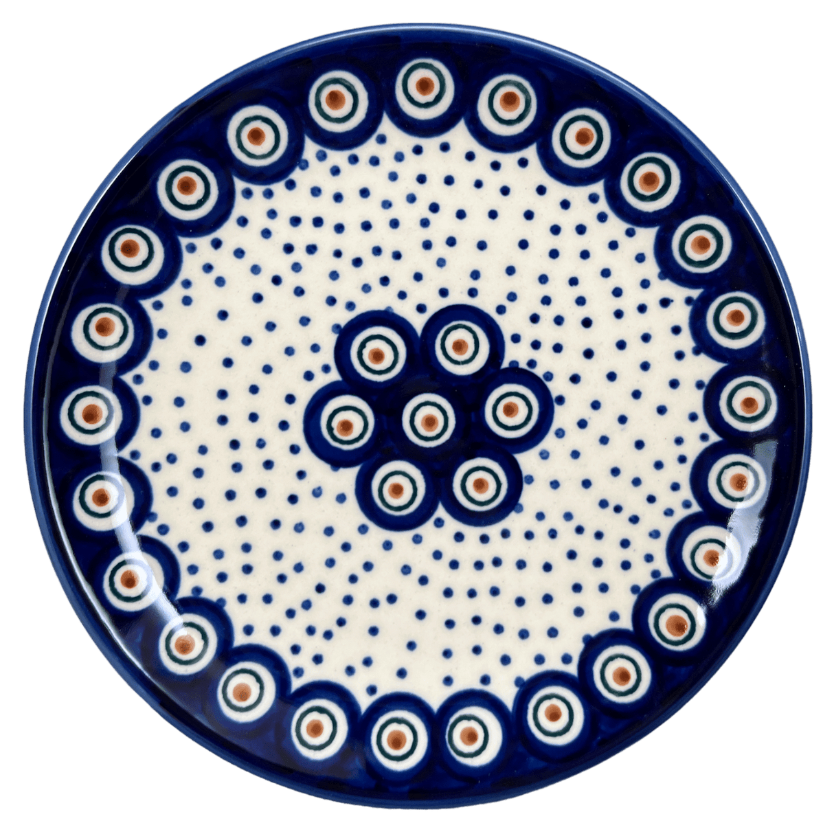 Plate, Round, Dessert, 7.25" in "Peacock Dot" by Manufaktura | T131U-54K