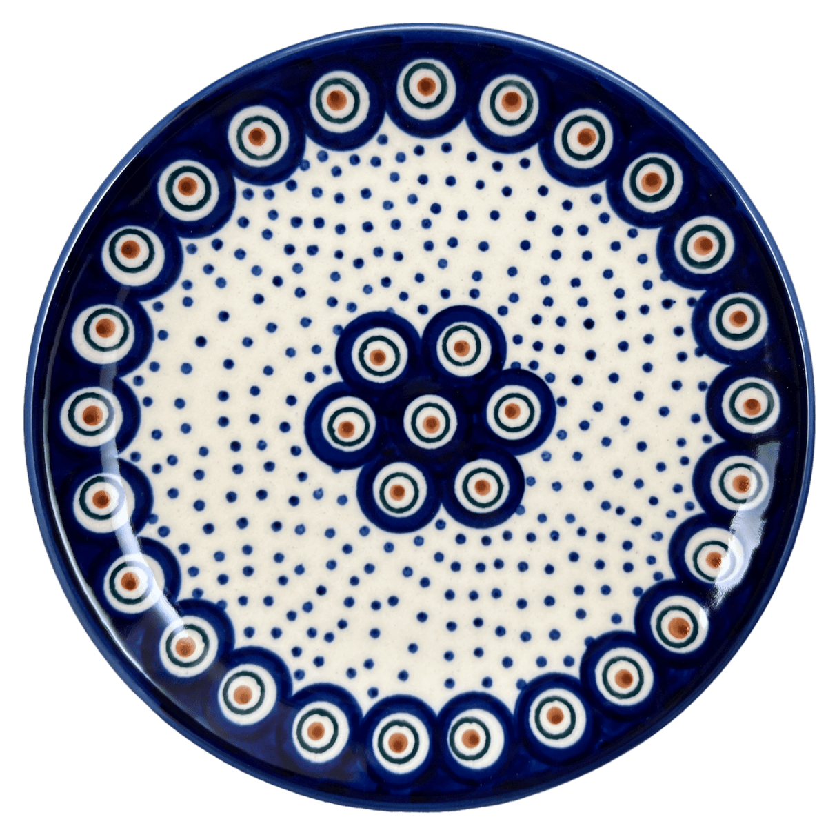 Plate, Round, Salad, 8.5" in "Peacock Dot" by Manufaktura | T134U-54K