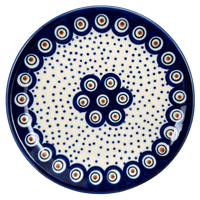 A picture of a Polish Pottery 8.5" Salad Plate (Peacock Dot) | T134U-54K as shown at PolishPotteryOutlet.com/products/8-5-salad-plate-peacock-dot-t134u-54k