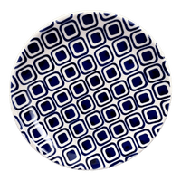 A picture of a Polish Pottery 7.25" Dessert Plate (Navy Retro) | T131U-601A as shown at PolishPotteryOutlet.com/products/7-25-dessert-plate-navy-retro-t131u-601a
