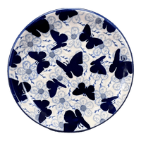 A picture of a Polish Pottery 7.25" Dessert Plate (Blue Butterfly) | T131U-AS58 as shown at PolishPotteryOutlet.com/products/7-25-dessert-plate-blue-butterfly-t131u-as58