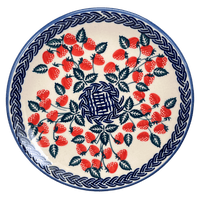 A picture of a Polish Pottery 7.25" Dessert Plate (Fresh Strawberries) | T131U-AS70 as shown at PolishPotteryOutlet.com/products/7-25-dessert-plate-fresh-strawberries-t131u-as70