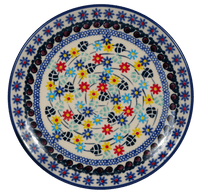 A picture of a Polish Pottery 7.25" Dessert Plate (Floral Swirl) | T131U-BL01 as shown at PolishPotteryOutlet.com/products/7-25-dessert-plate-floral-swirl