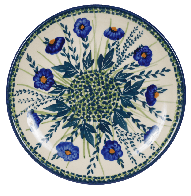 Plate, Round, Dessert, 7.25" in "Bouncing Blue Blossoms" by Manufaktura | T131U-IM03