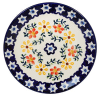A picture of a Polish Pottery 7.25" Dessert Plate (Star Garden) | T131U-JS72 as shown at PolishPotteryOutlet.com/products/7-25-dessert-plate-star-garden
