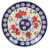 A picture of a Polish Pottery 7.25" Dessert Plate (Bold Red Blossoms) | T131U-P217 as shown at PolishPotteryOutlet.com/products/725-dessert-plate-bold-red-blossoms