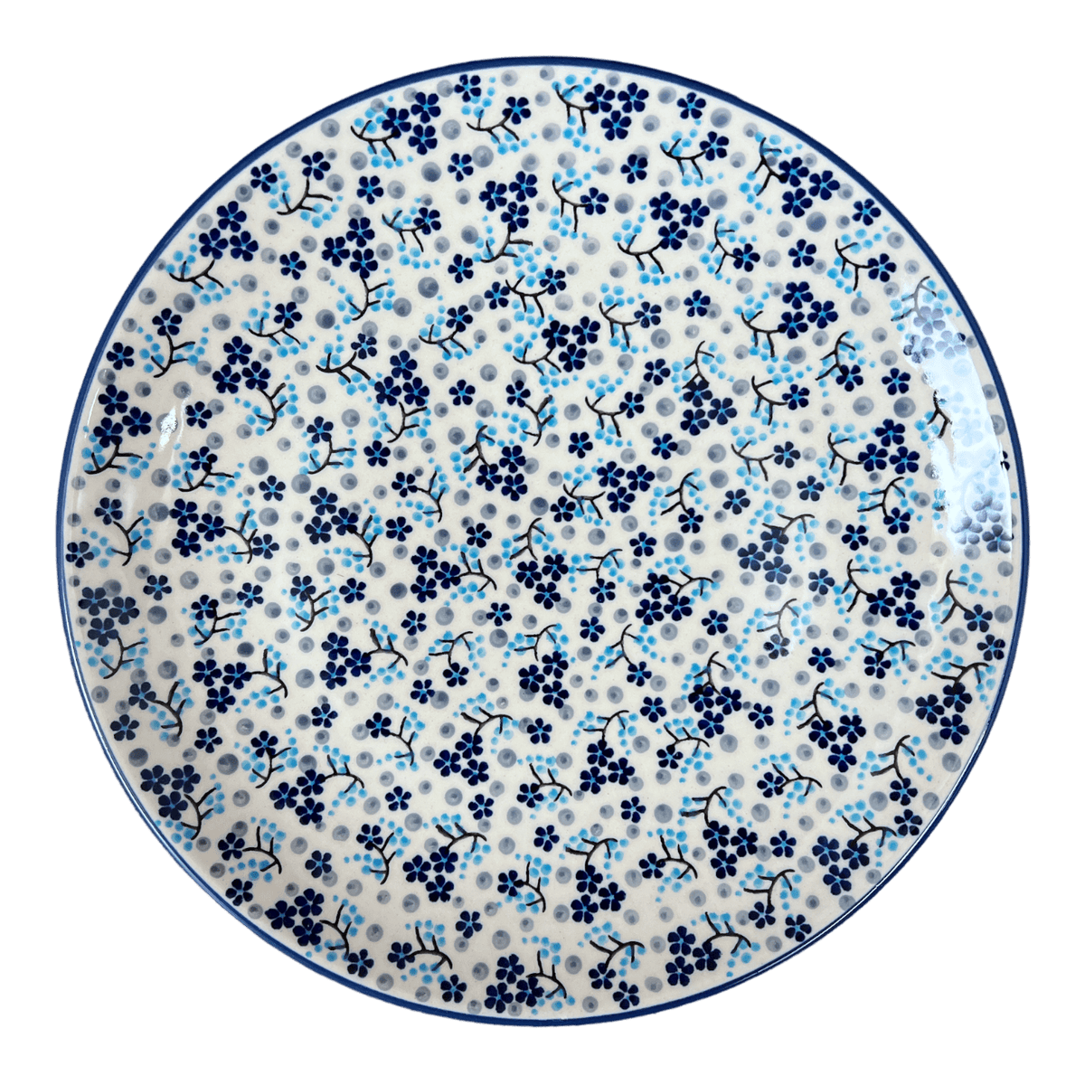 Scattered Blues Polish Pottery Dinner Plates