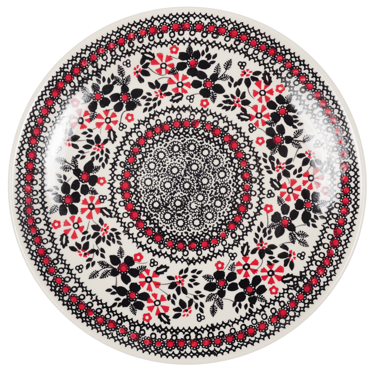 Plate, Round, Dinner, 10" in "Duet in Black & Red" by Manufaktura | T132S-DPCC