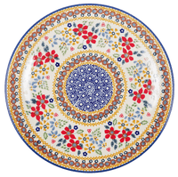 A picture of a Polish Pottery 10" Dinner Plate (Ruby Duet) | T132S-DPLC as shown at PolishPotteryOutlet.com/products/10-dinner-plate-duet-in-ruby