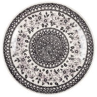 A picture of a Polish Pottery 10" Dinner Plate (Duet in Black & Grey) | T132S-DPSC as shown at PolishPotteryOutlet.com/products/10-dinner-plate-duet-in-black-grey