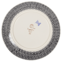 A picture of a Polish Pottery 10" Dinner Plate (Duet in Black & Grey) | T132S-DPSC as shown at PolishPotteryOutlet.com/products/10-dinner-plate-duet-in-black-grey