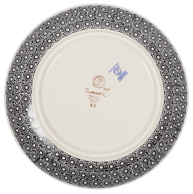 Polish Pottery 10" Dinner Plate (Duet in Black & Grey) | T132S-DPSC Additional Image at PolishPotteryOutlet.com