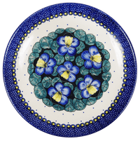 A picture of a Polish Pottery 10" Dinner Plate (Pansies) | T132S-JZB as shown at PolishPotteryOutlet.com/products/10-dinner-plate-pansies