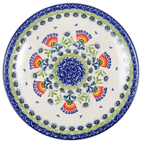 A picture of a Polish Pottery 10" Dinner Plate (Floral Fans) | T132S-P314 as shown at PolishPotteryOutlet.com/products/10-dinner-plate-floral-fans