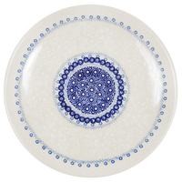 A picture of a Polish Pottery 10" Dinner Plate (Duet in White) | T132S-SB06 as shown at PolishPotteryOutlet.com/products/10-dinner-plate-duet-in-white