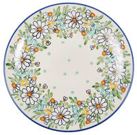 A picture of a Polish Pottery 10" Dinner Plate (Daisy Bouquet) | T132S-TAB3 as shown at PolishPotteryOutlet.com/products/10-dinner-plate-tab3