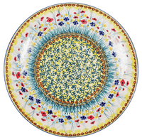 A picture of a Polish Pottery 10" Dinner Plate (Sunlit Wildflowers) | T132S-WK77 as shown at PolishPotteryOutlet.com/products/10-dinner-plate-sunlit-wildflowers
