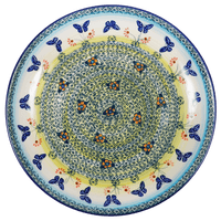 A picture of a Polish Pottery 10" Dinner Plate (Butterflies in Flight) | T132S-WKM as shown at PolishPotteryOutlet.com/products/10-dinner-plate-butterflies-in-flight