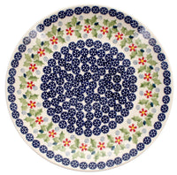 A picture of a Polish Pottery 10" Dinner Plate (Holly in Bloom) | T132T-IN13 as shown at PolishPotteryOutlet.com/products/round-dinner-plate-t132t-in13