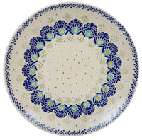 A picture of a Polish Pottery 10" Dinner Plate (Peacock's Pride) | T132T-DPPP as shown at PolishPotteryOutlet.com/products/10-dinner-plate-peacocks-pride
