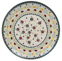 A picture of a Polish Pottery 10" Dinner Plate (Lady Bugs) | T132T-IF45 as shown at PolishPotteryOutlet.com/products/10-dinner-plate-lady-bugs