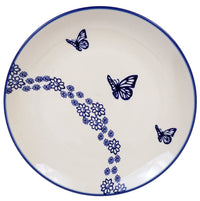 A picture of a Polish Pottery 10" Dinner Plate (Butterfly Garden) | T132T-MOT1 as shown at PolishPotteryOutlet.com/products/10-dinner-plate-butterfly-garden