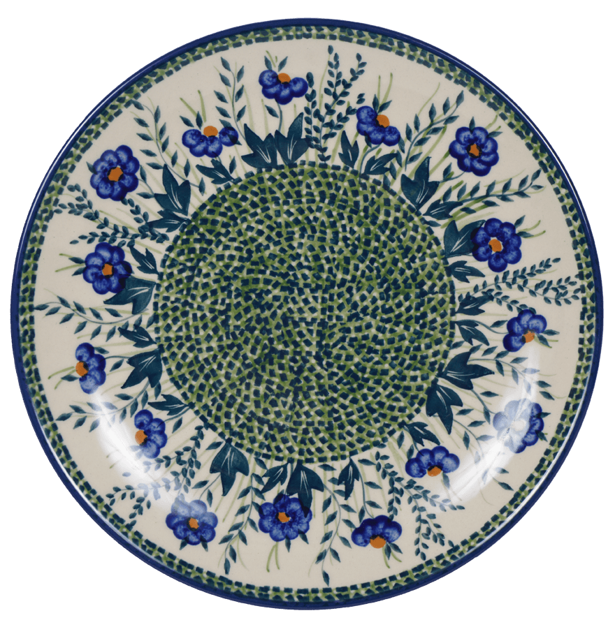 Plate, Round, Dinner, 10" in "Bouncing Blue Blossoms" by Manufaktura | T132U-IM03