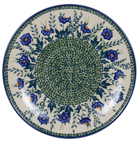A picture of a Polish Pottery 10" Dinner Plate (Bouncing Blue Blossoms) | T132U-IM03 as shown at PolishPotteryOutlet.com/products/10-dinner-plate-bouncing-blue-blossoms