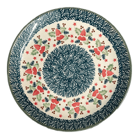 A picture of a Polish Pottery 10" Dinner Plate (Evergreen Bells) | T132U-PZDG as shown at PolishPotteryOutlet.com/products/10-dinner-plate-evergreen-bells-t132u-pzdg