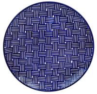 A picture of a Polish Pottery 10" Dinner Plate (Blue Basket Weave) | T132U-32 as shown at PolishPotteryOutlet.com/products/10-dinner-plate-blue-basket-weave
