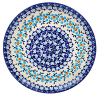 A picture of a Polish Pottery 10" Dinner Plate (Sky Blue Border) | T132U-MS04 as shown at PolishPotteryOutlet.com/products/10-dinner-plate-sky-blue-border