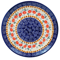 A picture of a Polish Pottery 10" Dinner Plate (Red Daisy Daze) | T132U-P227 as shown at PolishPotteryOutlet.com/products/10-dinner-plate-red-daisy-daze