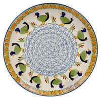 A picture of a Polish Pottery 10" Dinner Plate (Ducks in a Row) | T132U-P323 as shown at PolishPotteryOutlet.com/products/10-dinner-plate-ducks-in-a-row