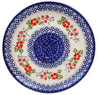 A picture of a Polish Pottery 10" Dinner Plate (Floral Grid) | T132U-TAB2 as shown at PolishPotteryOutlet.com/products/10-dinner-plate-floral-grid