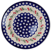 A picture of a Polish Pottery Soup Plate (Cherry Dot) | T133T-70WI as shown at PolishPotteryOutlet.com/products/925-soup-plate-cherry-dot
