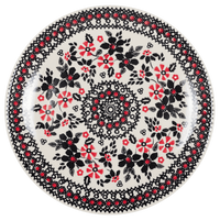 A picture of a Polish Pottery 8.5" Salad Plate (Duet in Black & Red) | T134S-DPCC as shown at PolishPotteryOutlet.com/products/8-5-salad-plate-duet-in-black-red