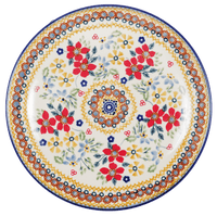 A picture of a Polish Pottery 8.5" Salad Plate (Ruby Duet) | T134S-DPLC as shown at PolishPotteryOutlet.com/products/85-salad-plate-duet-in-ruby