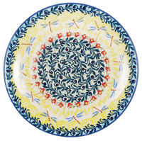 A picture of a Polish Pottery 8.5" Salad Plate (Dragonfly Delight) | T134S-JZ36 as shown at PolishPotteryOutlet.com/products/8-5-salad-plate-dragonfly-delight